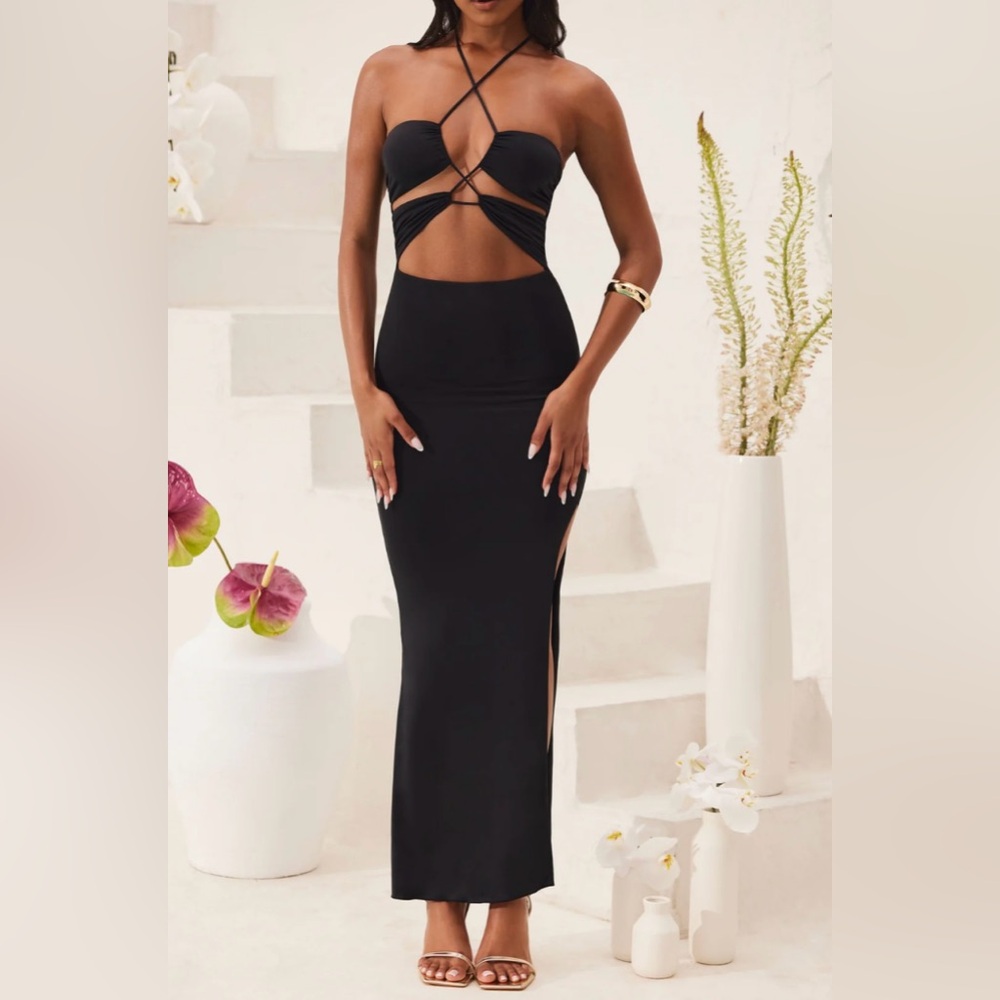 Oh Polly Black Backless Dress